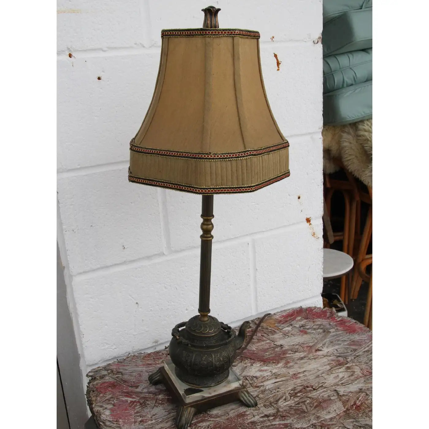 Decorative brass teapot table lamp for living room