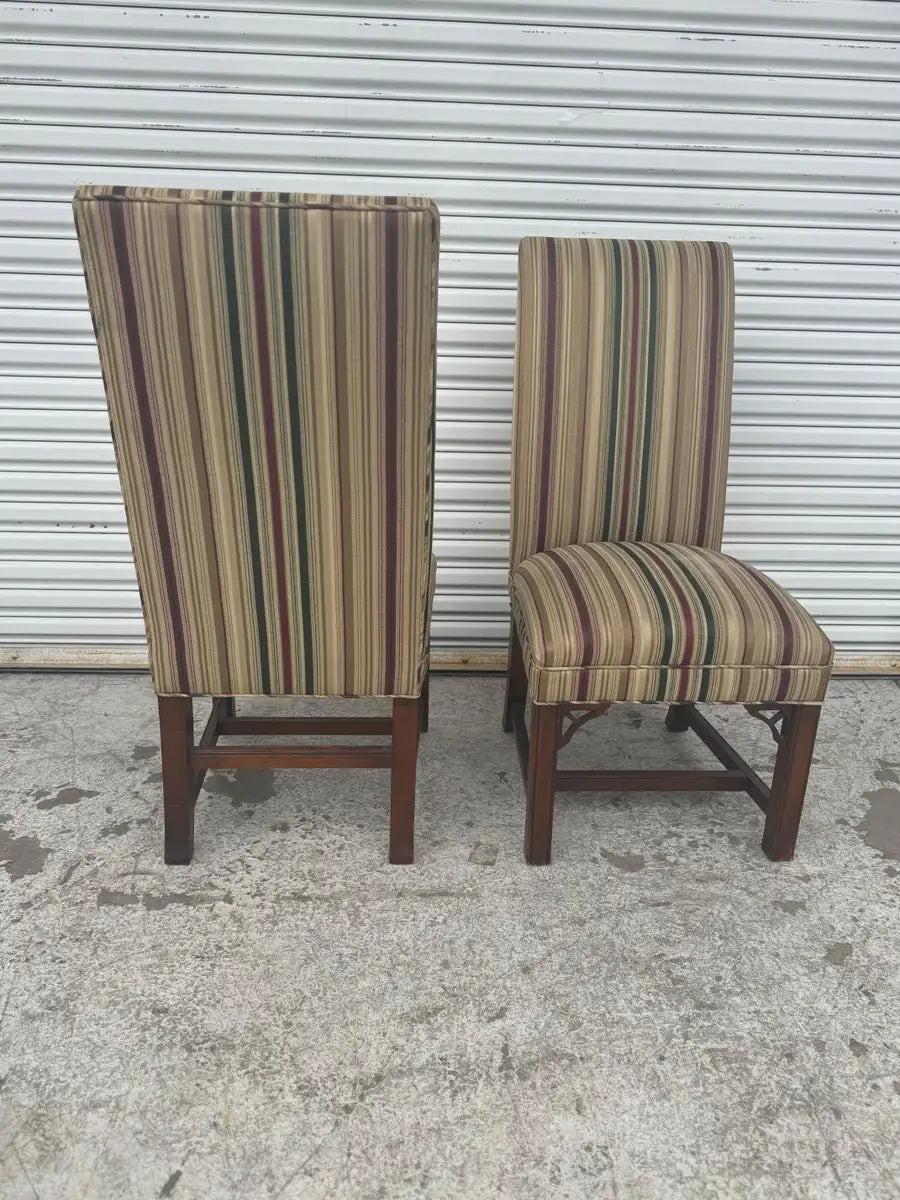 Antique side chairs with rich mahogany wood finish