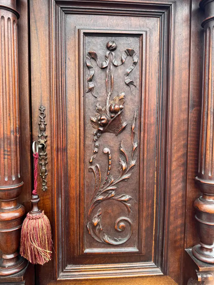vintage walnut sideboard decorative carvings