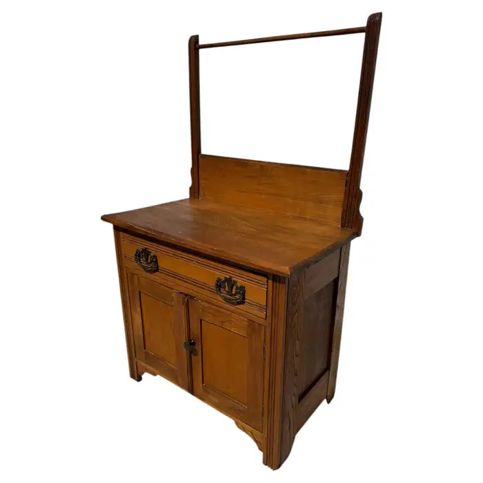 antique eastlake walnut washstand marble top cabinet