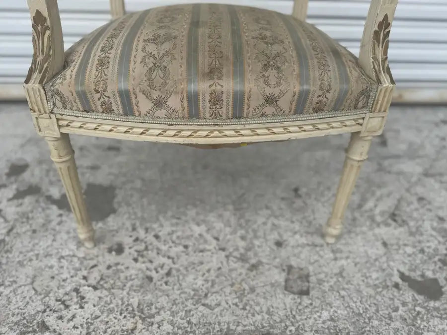 Classic French bergere chair detailed carved frame