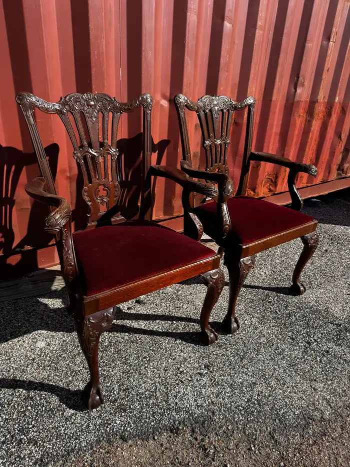 Vintage colonial style carved chairs