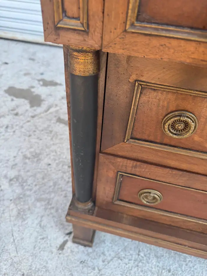 Antique marble top bedside table in Empire style