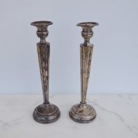 Antique silver candlestick holders 10-inch elegant table decor