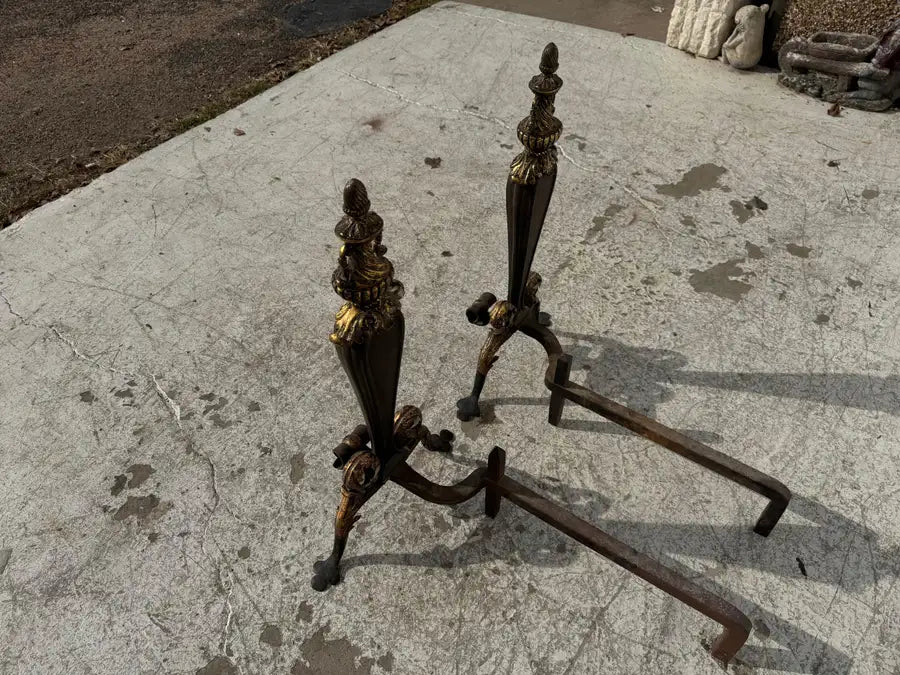 decorative hearth andirons with vintage European style
