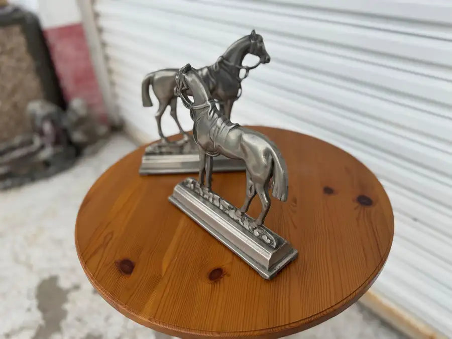 equestrian themed pewter bookends with sculpted detail