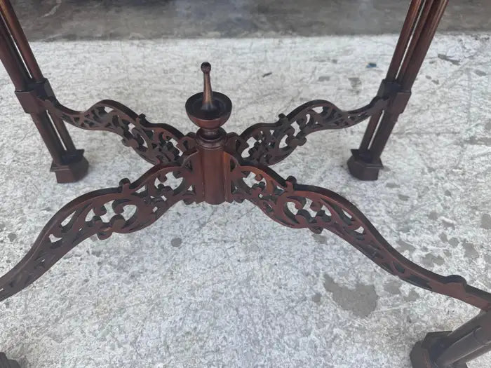 Vintage Chippendale furniture accent table in rich mahogany