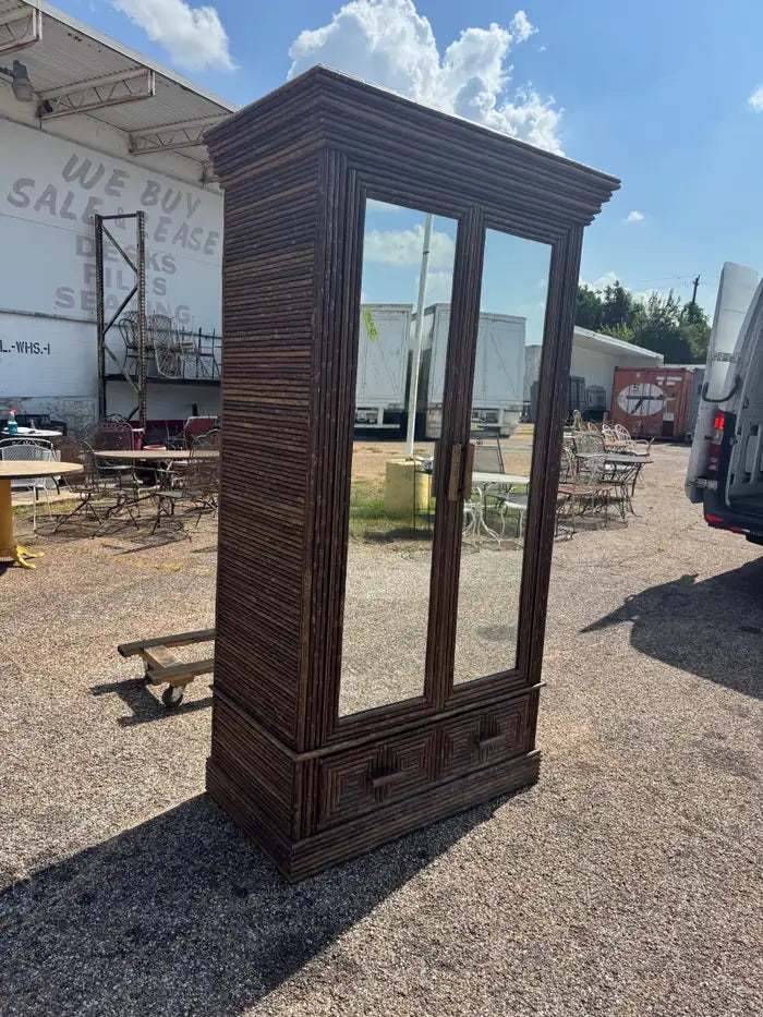 Antique style mirrored wardrobe cabinet for bedroom