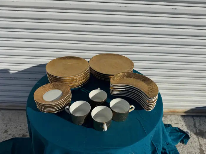 Mid century porcelain tea set with gilt detailing classic serveware