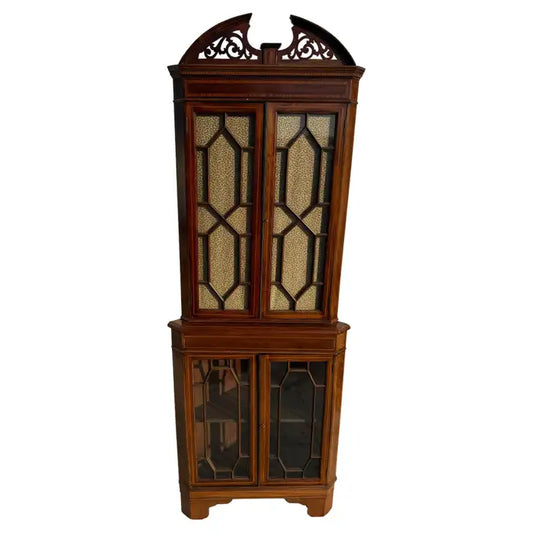 Antique Victorian corner curio cabinet