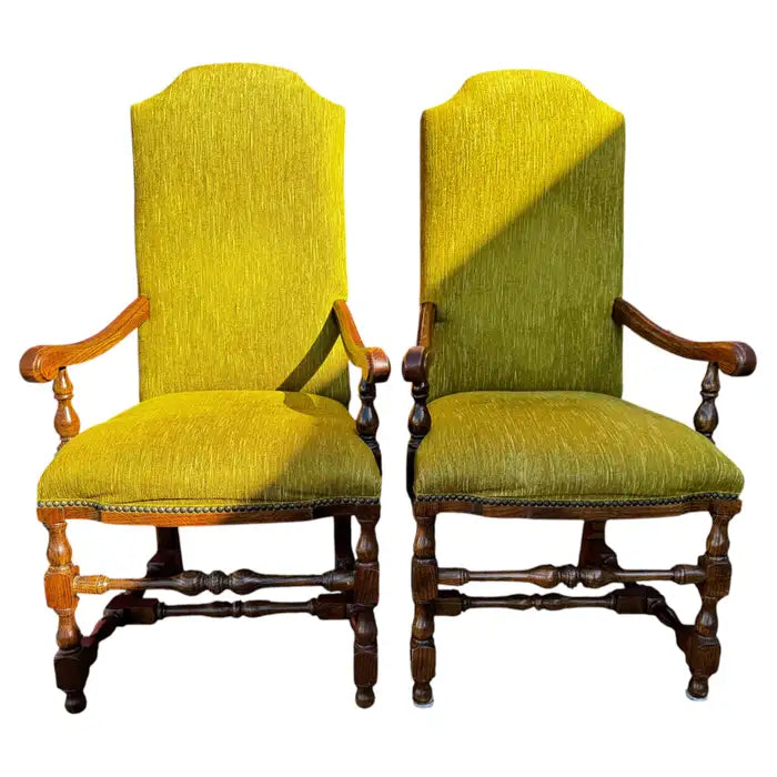 Antique oak William and Mary style armchairs