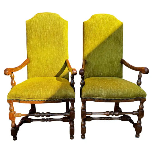 Antique oak William and Mary style armchairs