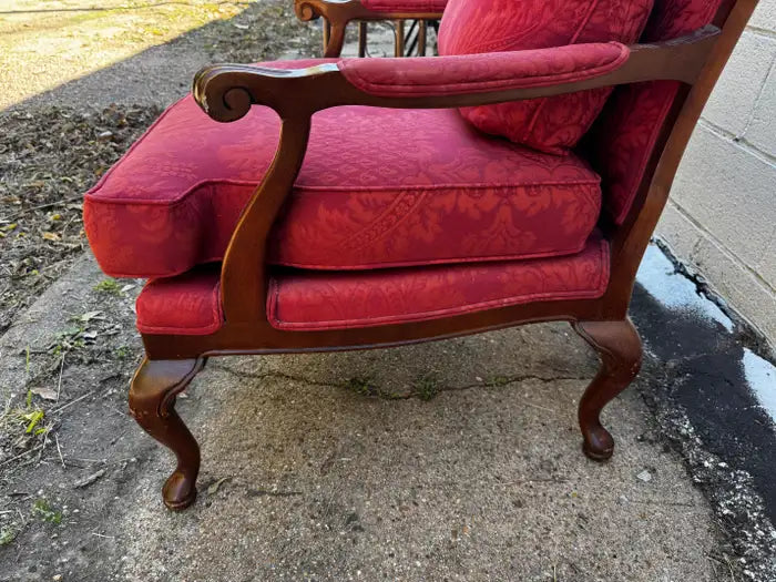 Carved walnut accent chair