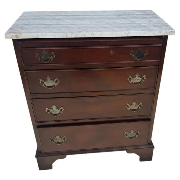 Art Deco marble top bedside table with vintage furniture styling