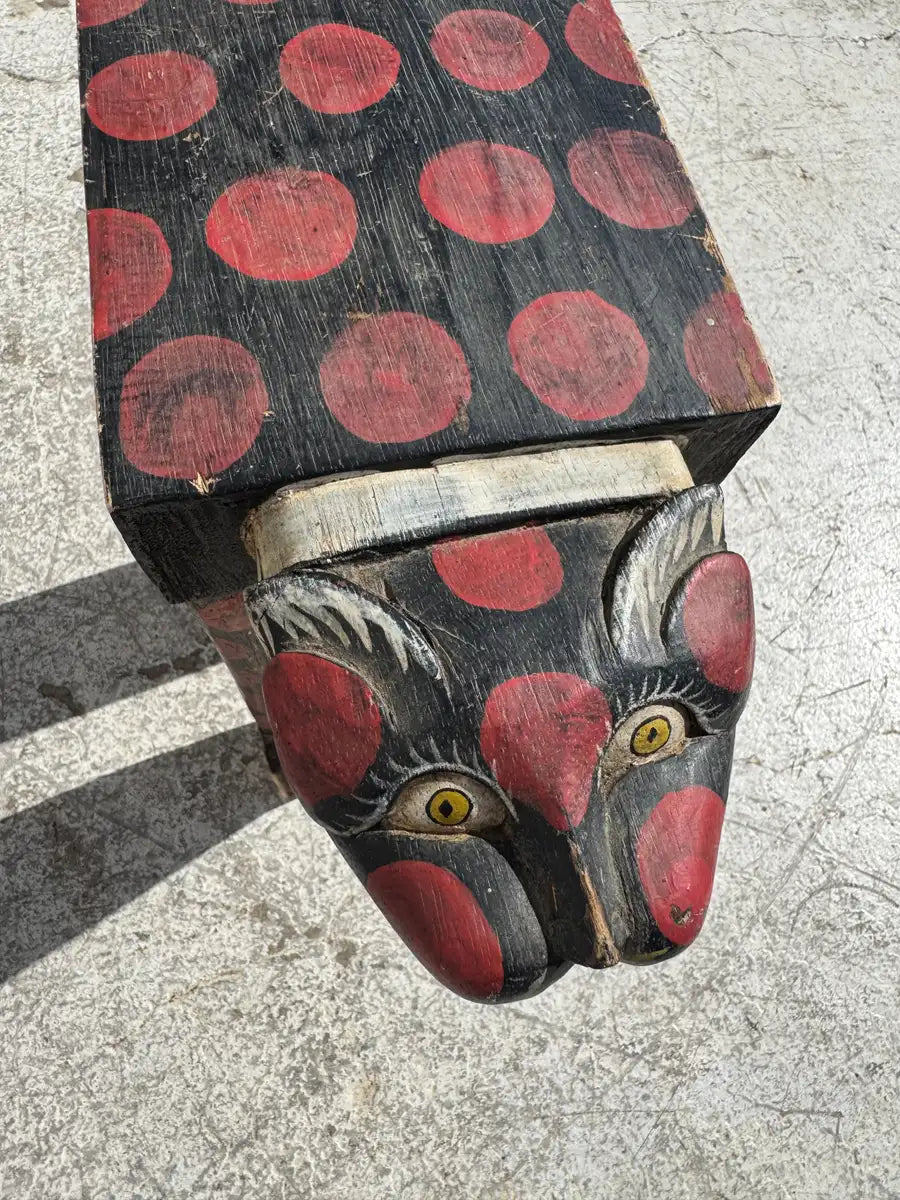 decorative folk art table with animal motif