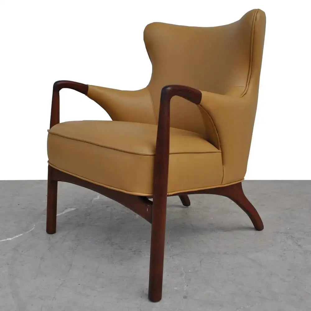 Classic Scandinavian wood frame lounge chair