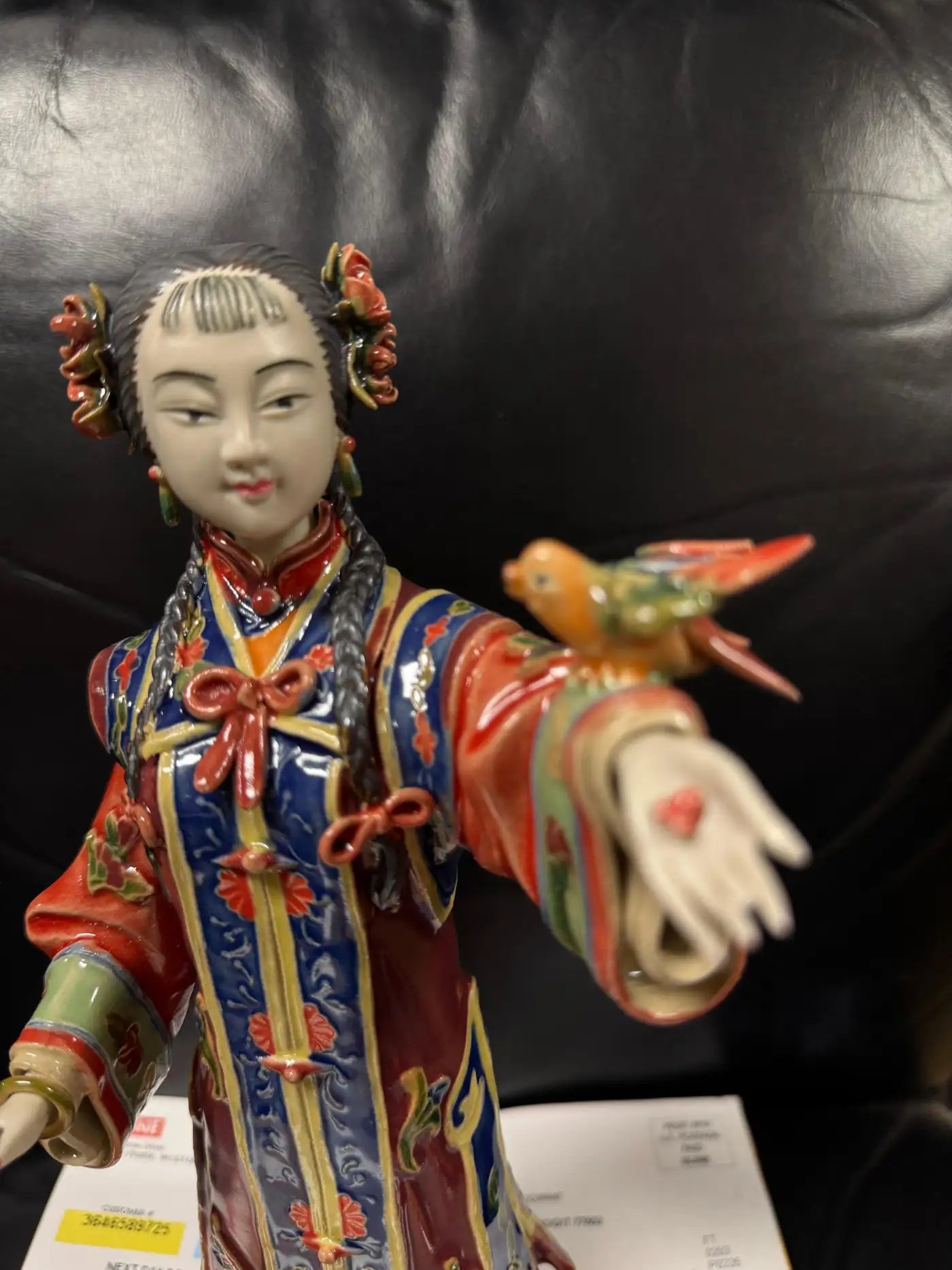 Exquisite hand-painted enamel Geisha sculpture from Asia