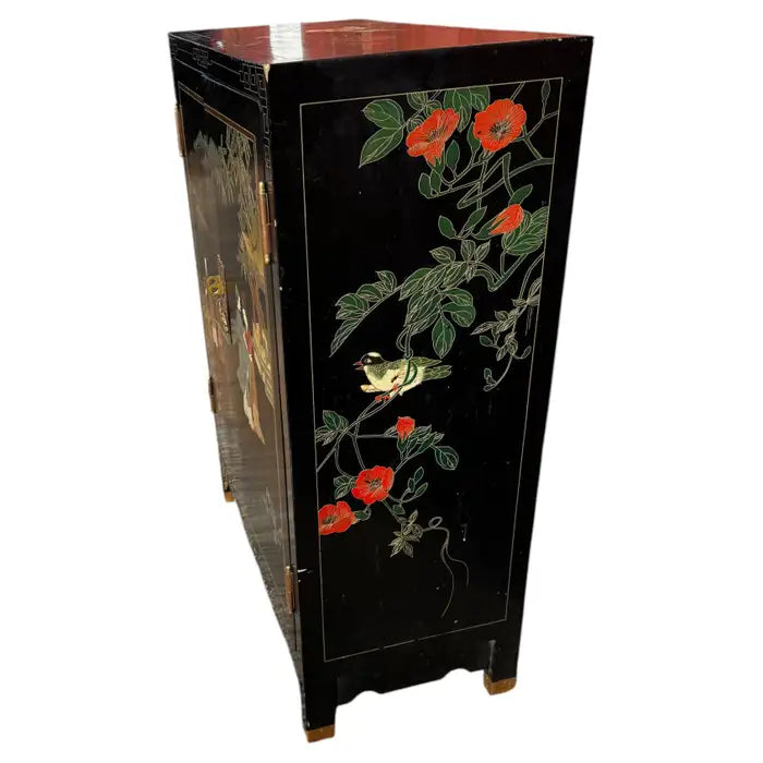 Greek key accent painted chinoiserie chest