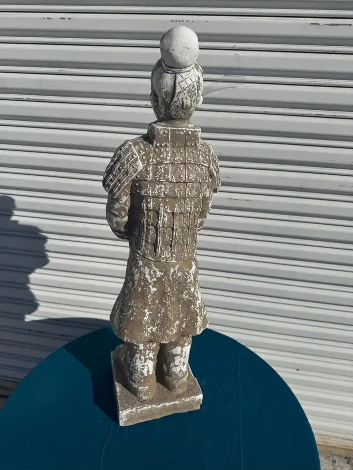 decorative asian warrior statue detailed armor outdoor art