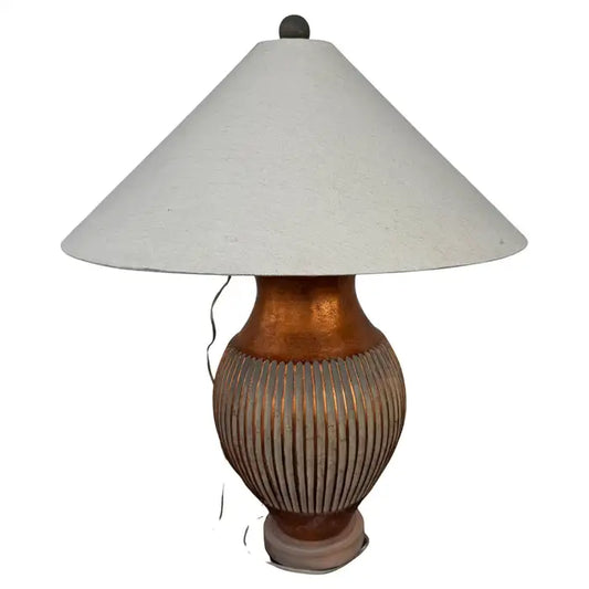 polychrome Asian style table lamp hand painted decorative base