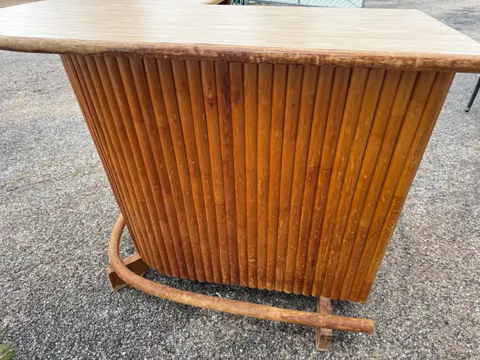 Retro home entertainment bar with woven wicker craftsmanship
