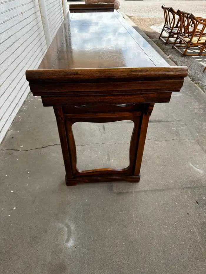 walnut altar console table Asian influence furniture design