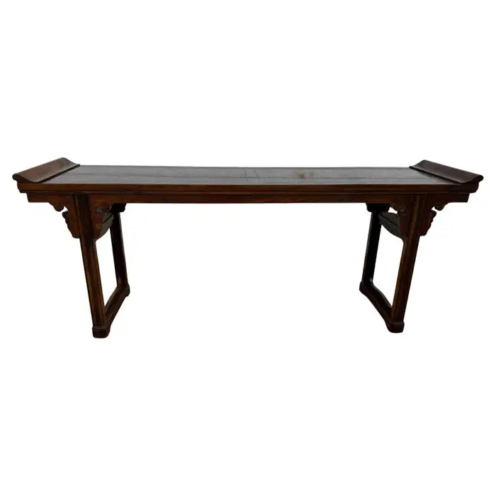 Baker walnut chinoiserie console table Asian style altar design
