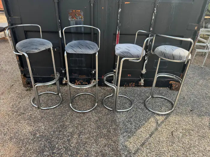 Mid century modern tubular steel bar stools with floating cantilever base