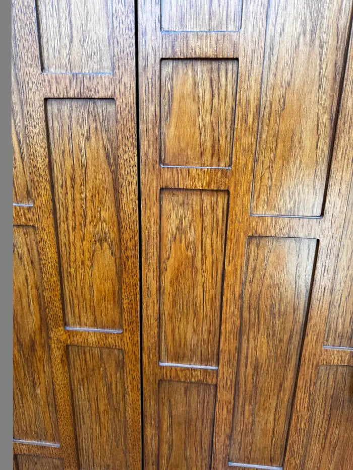 Warm walnut veneer storage cabinet