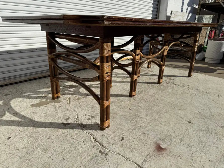 Retro teak and bamboo dining table for modern interiors