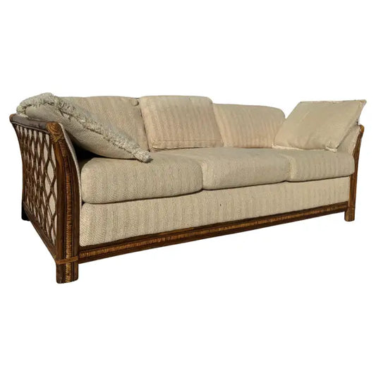 Boho bamboo and rattan three seat sofa