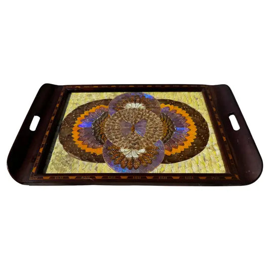Brazilian Morpho butterfly wing inlaid tray