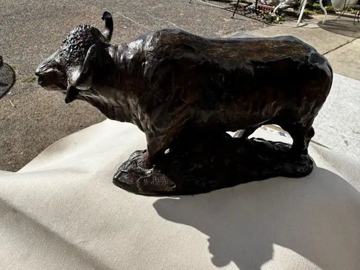 Vintage bronze bull decorative sculpture