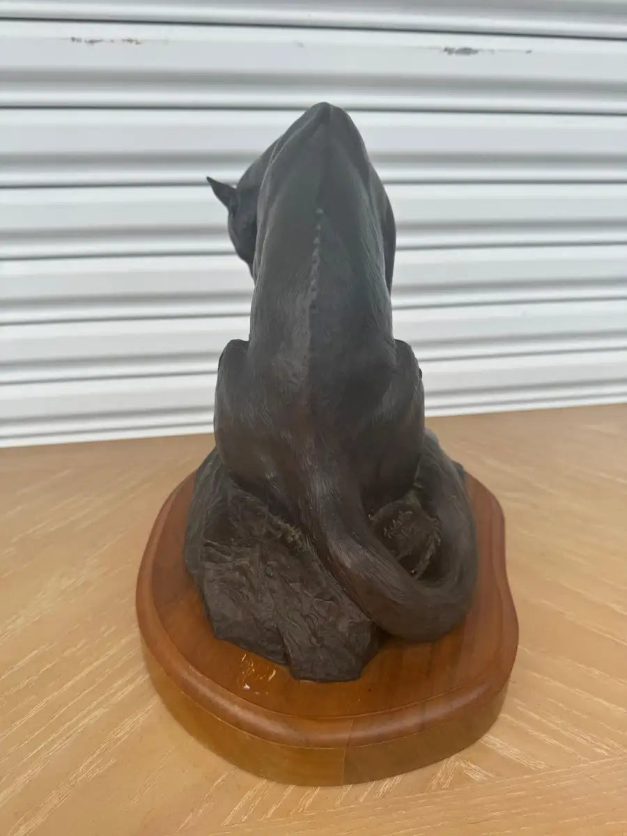 bronze mountain lion figurine handcrafted animal art