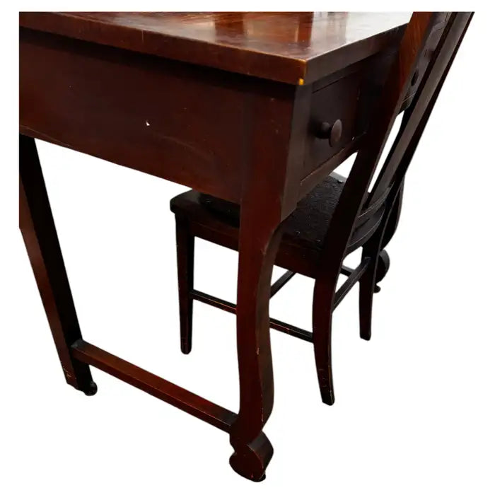 Burl walnut vanity table carved detailing