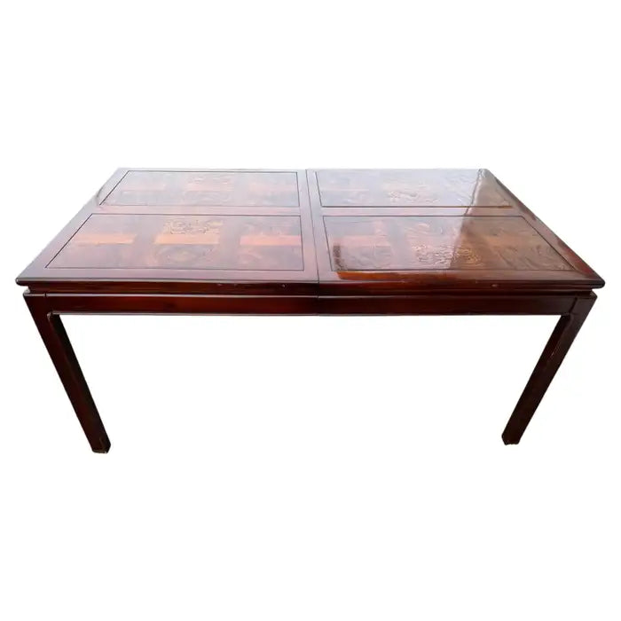 Burl walnut dining table with parquet top