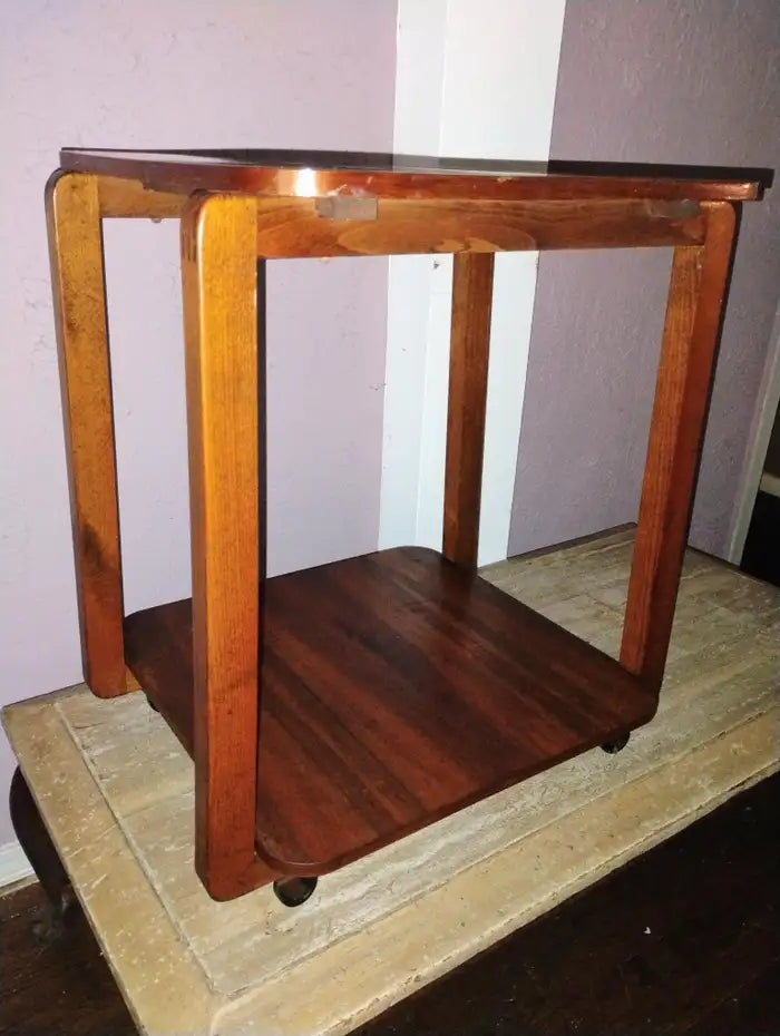Art Deco serving trolley with brass frame