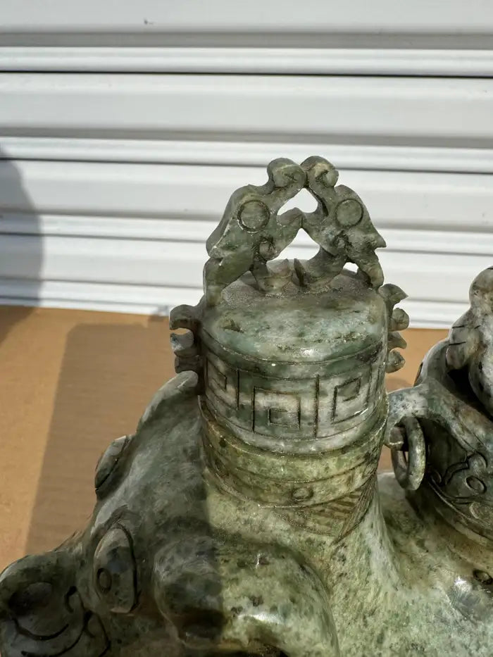 Stone carved ram incense burner home decor accent