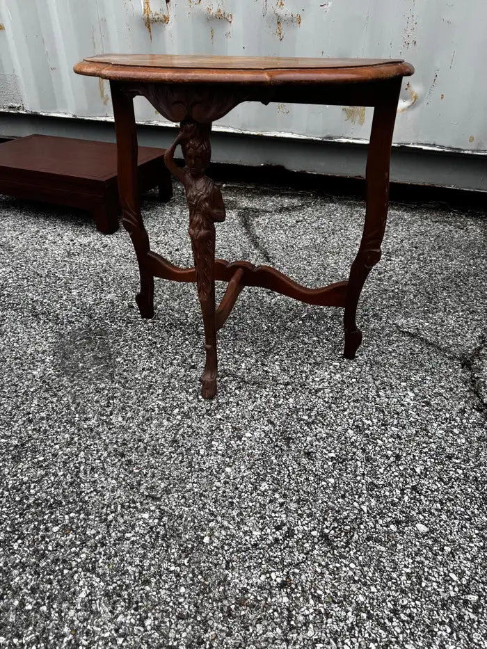 Louis XV inspired half moon table marble surface