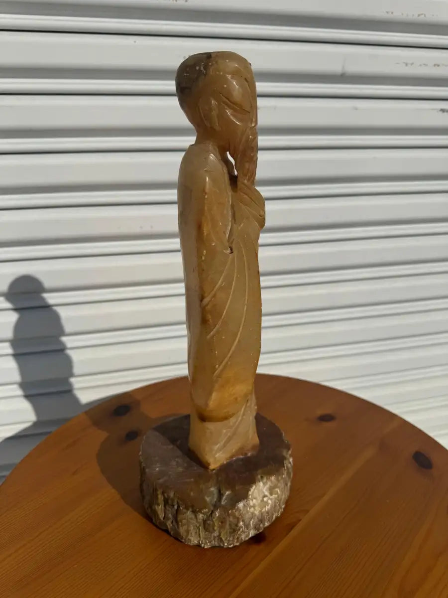Handcrafted stone monk figurine spiritual décor piece