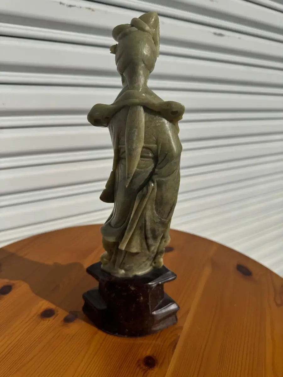 Vintage soapstone carving woman artistic sculpture