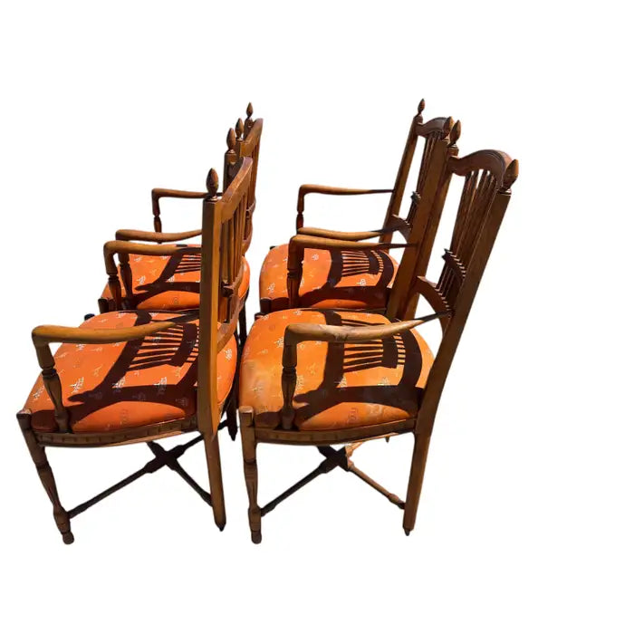country french armchairs walnut wood upholstered dining chairs