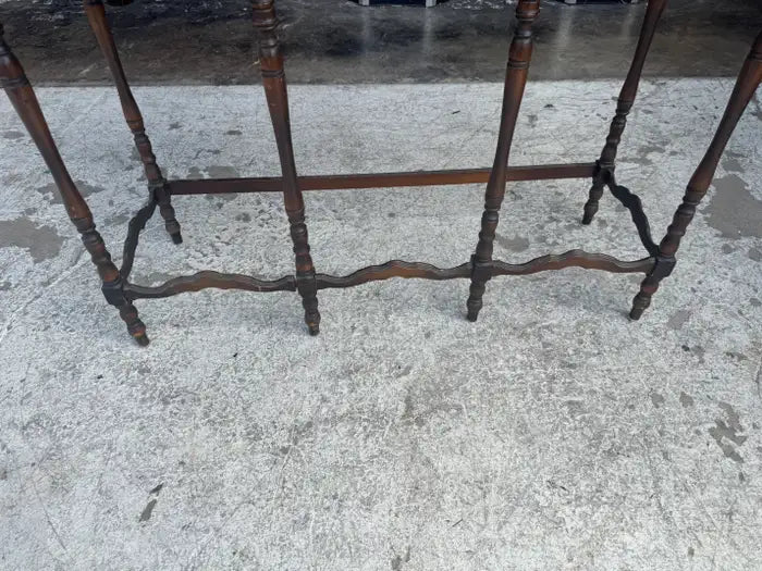 Handcrafted-style carved wood console table for home decor