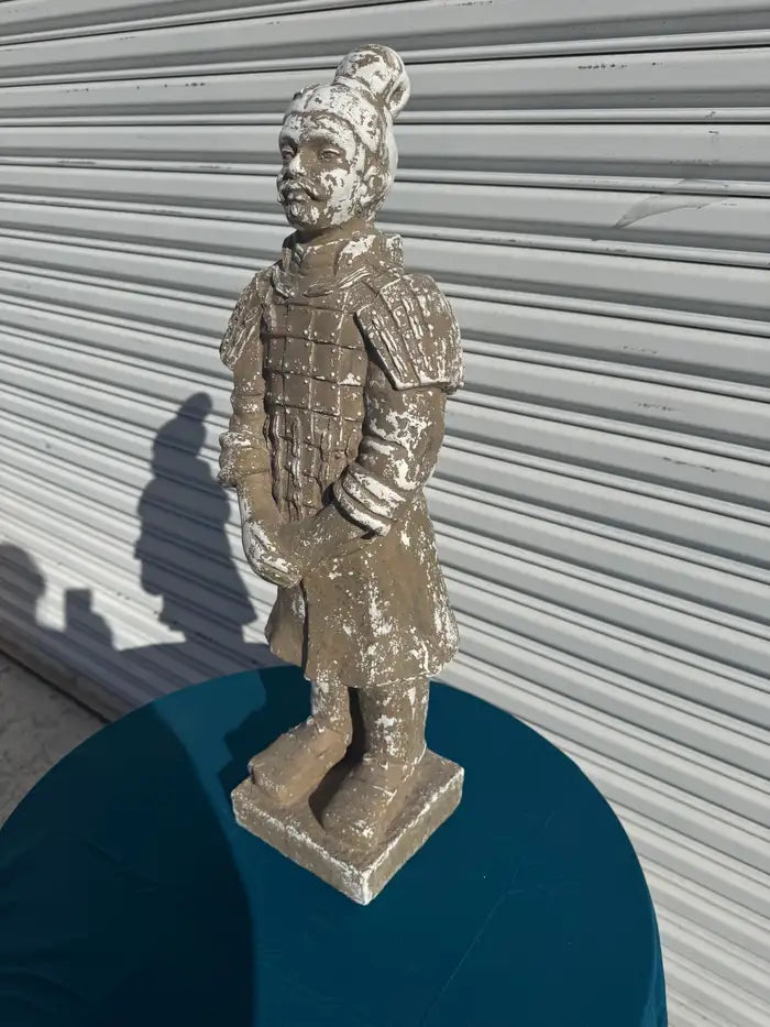 vintage style asian warrior statue outdoor garden decor