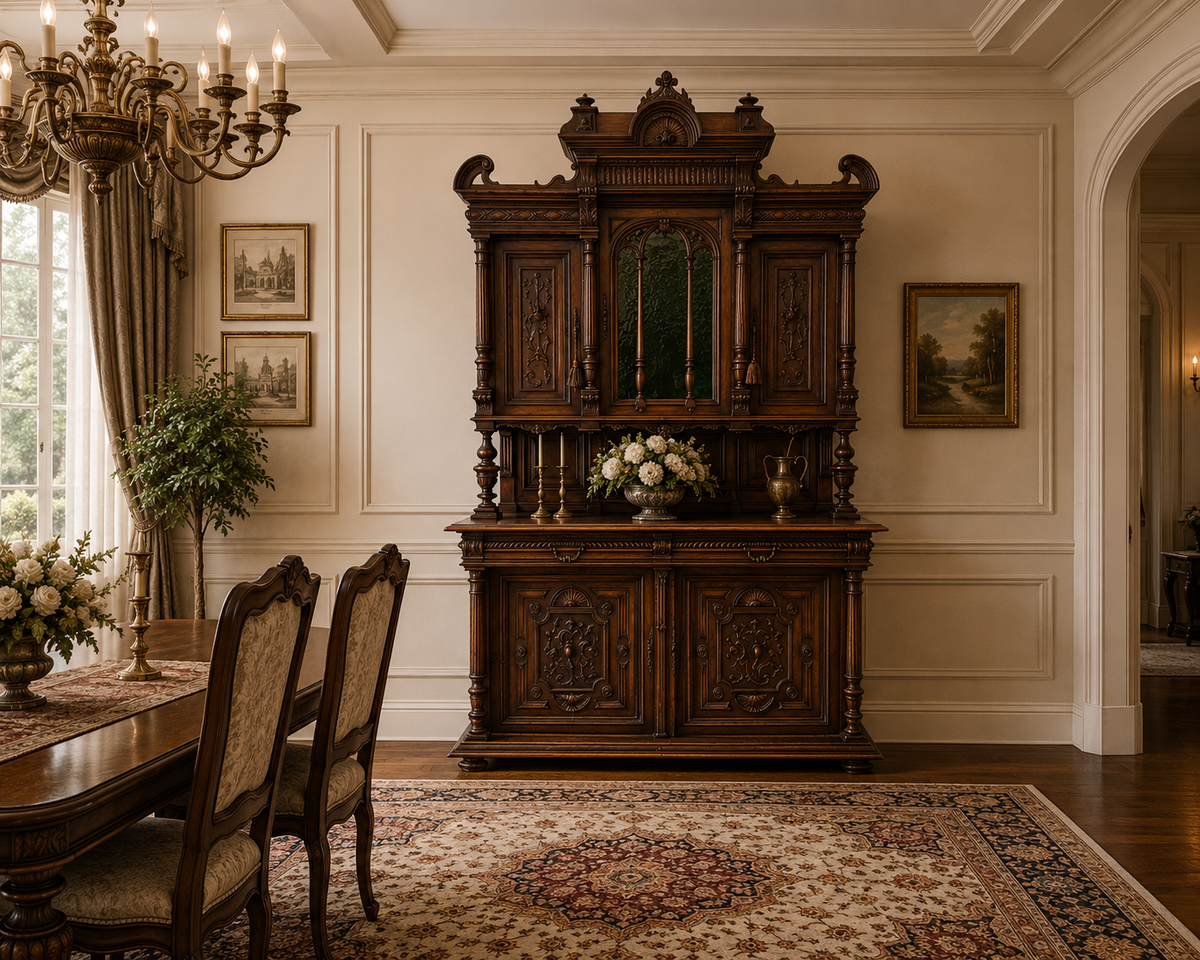 19th Century European Walnut High Relief Carved Renaissance Revival Sideboard