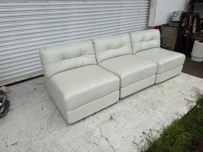 Pair of genuine leather dining chairs with modern design