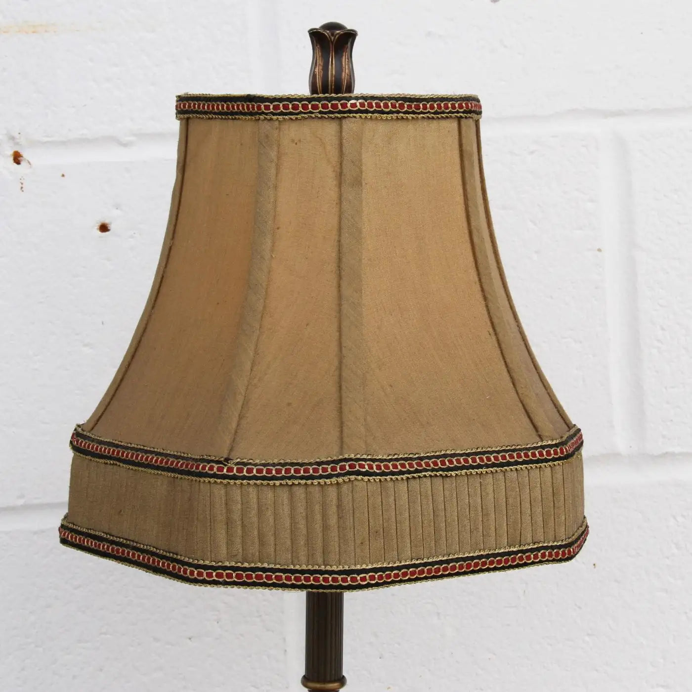 Brass teapot motif accent lamp with classic shade