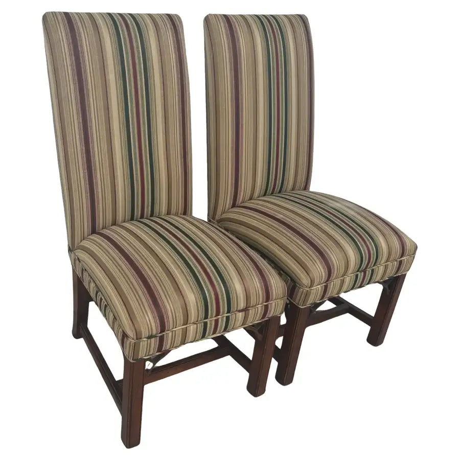 Chippendale style mahogany side chairs with carved back design