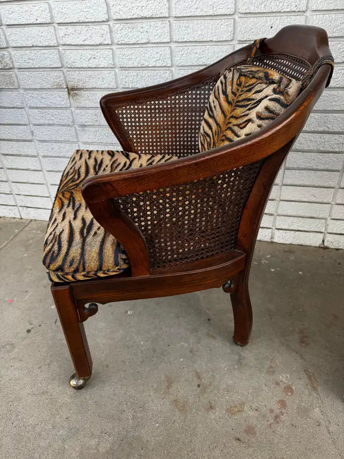 Chinese Chippendale style armchair cane back walnut wood frame