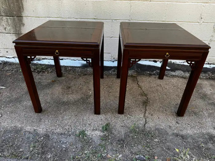 Chippendale lattice end tables